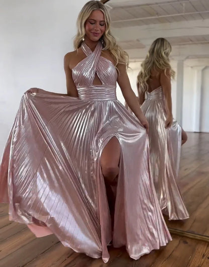 A Line Long Prom Dress With Slit