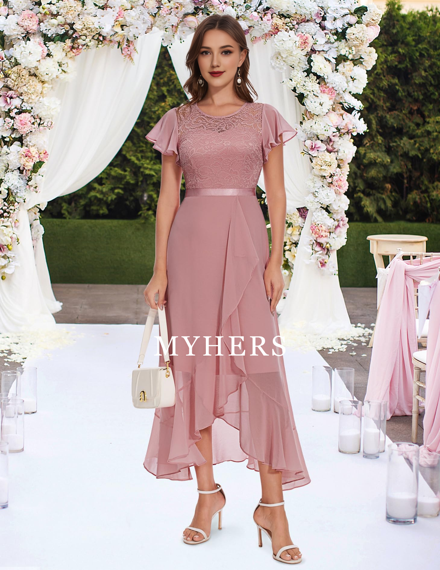 Formal Wear Dresses Women Side Fork Elegant Lace Long Simple Retro Prom Dress