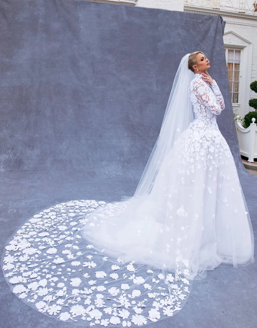 Previous product Next product High Neck Long Sleeves Paris Hilton Wedding Dress