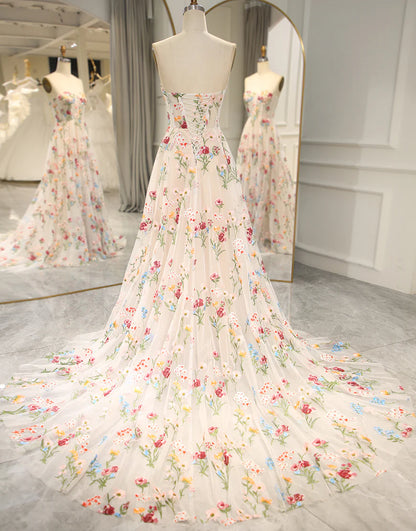 Tulle Sweetheart Long Corset Prom Dress