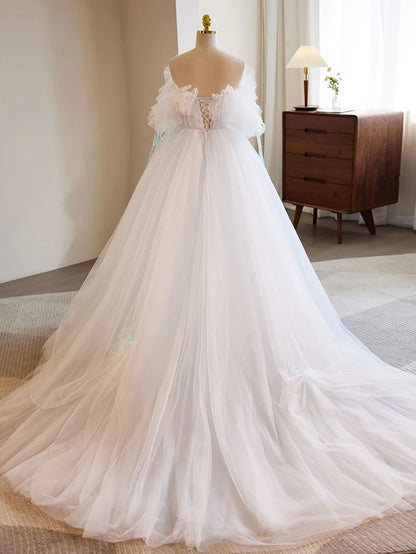 Wedding Dress A-Line Tulle Fantastic Long Dress Atmosphere Formal Dress