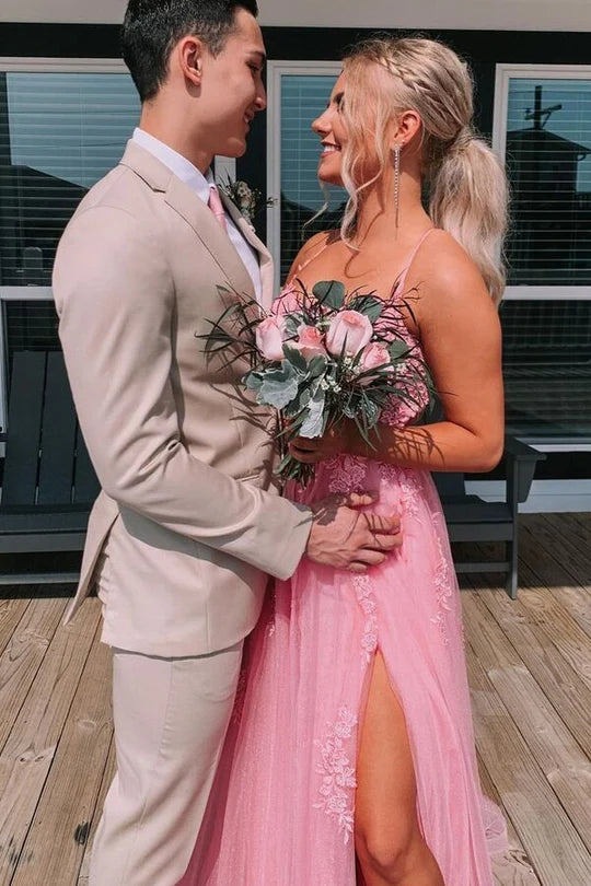 Lace Up Back  A-line Long Formal Dress