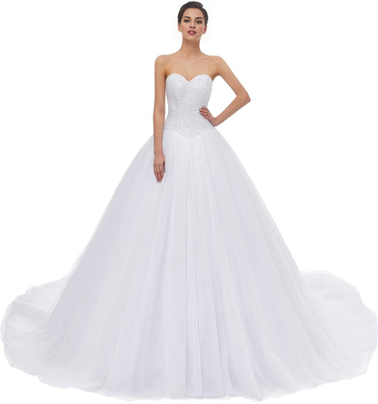 New Pattern Wedding Dress A-line Strapless Sweetheart Tulle Train Atmosphere Formal Women's Dresses