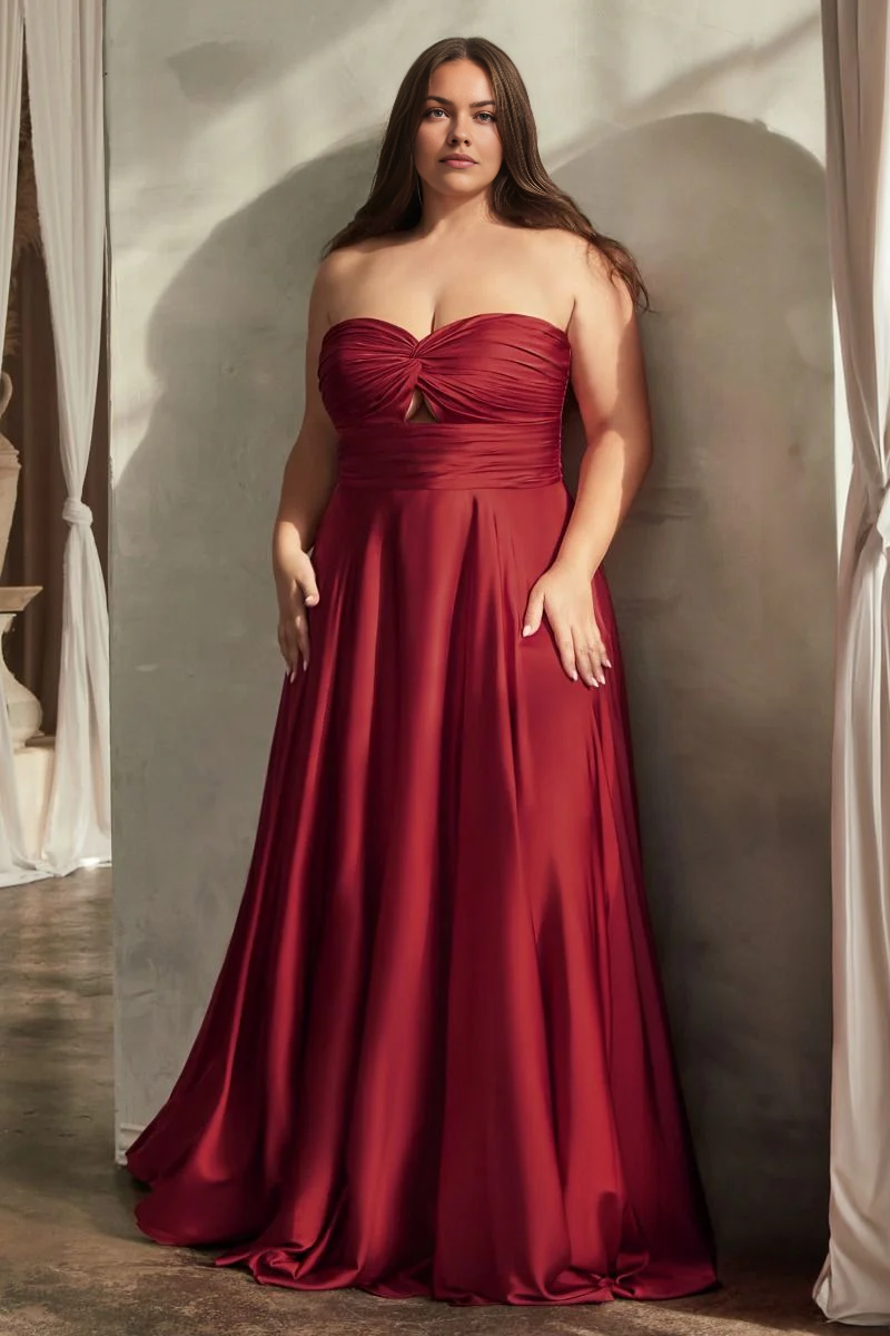 November December Wedding Guest Formal Dress Strapless Heart-Shaped Collar Pleated Corset Split Fork Long Backless Sexy Prom Dress