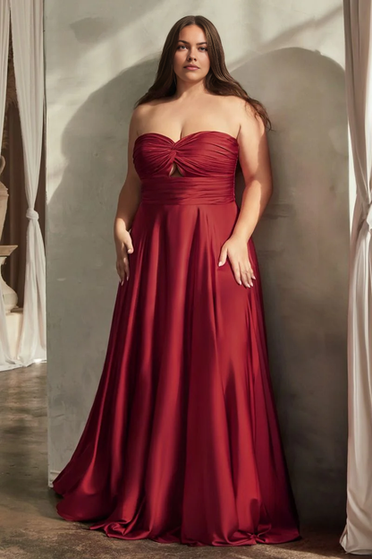 November December Wedding Guest Formal Dress Strapless Heart-Shaped Collar Pleated Corset Split Fork Long Backless Sexy Prom Dress