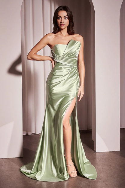 November December Wedding Guest Formal Dress Satin Dress Featuring Asymmetrical Strapless Neckline Pleated Bodice Stand Out Elegant Prom Dress