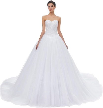 New Pattern Wedding Dress A-line Strapless Sweetheart Tulle Train Atmosphere Formal Women's Dresses