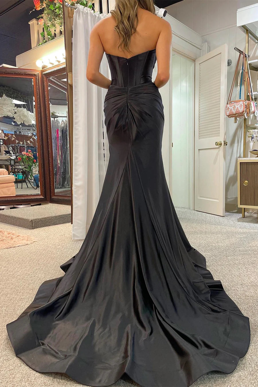 Strapless Keyhole Mermaid Long Dress with Slit