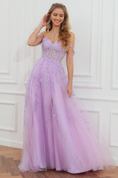 My Hers Ladies Formal Dress Exquisite Off The Shoulder Sweetheart Long With Appliques Fashion Prom Dress