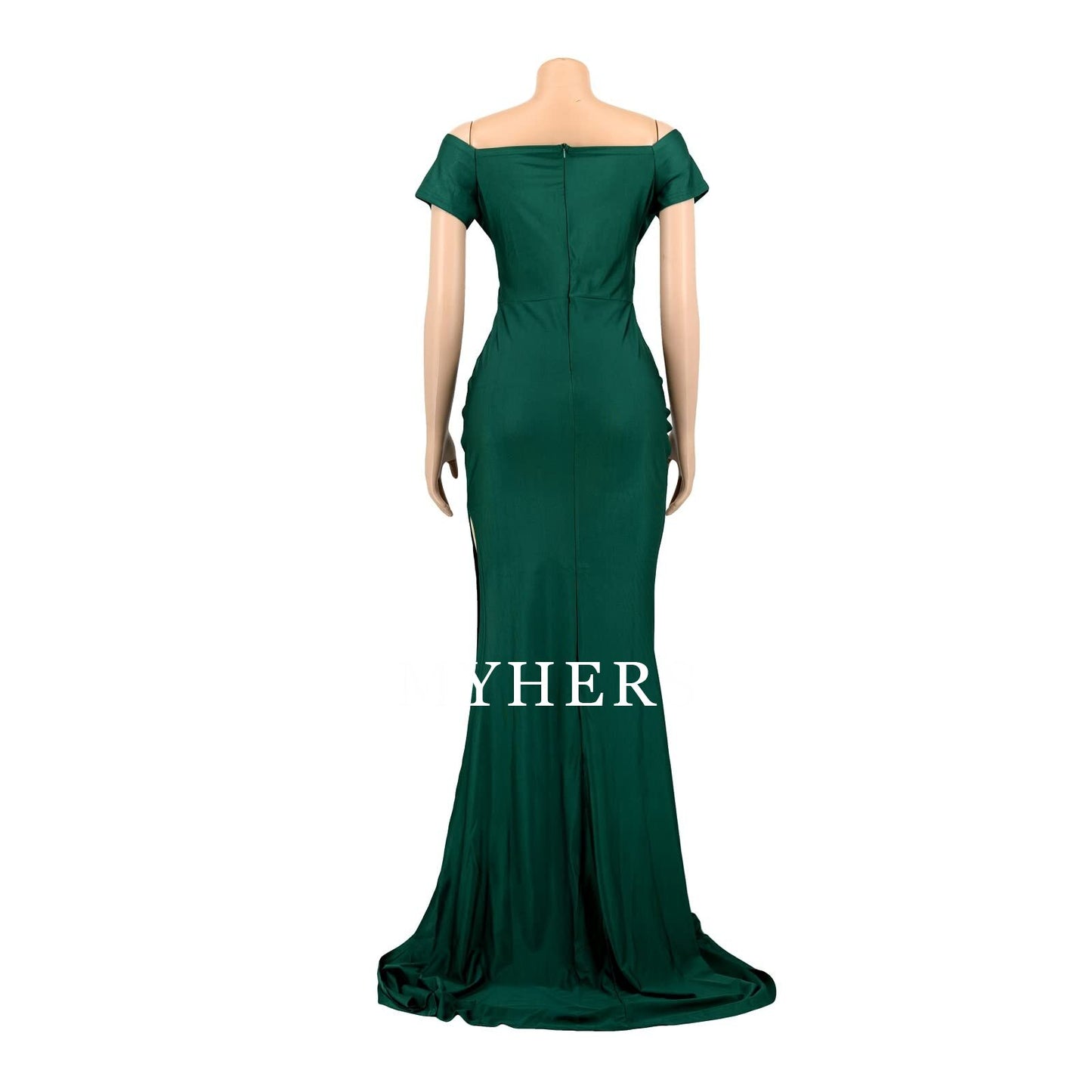Formal Wear Dresses V Neck Sexy Party Maxi Dress Short Sleeve Off Shoulder Wrap Side Split Bodycon Evening Cocktail Dresses Prom Dress