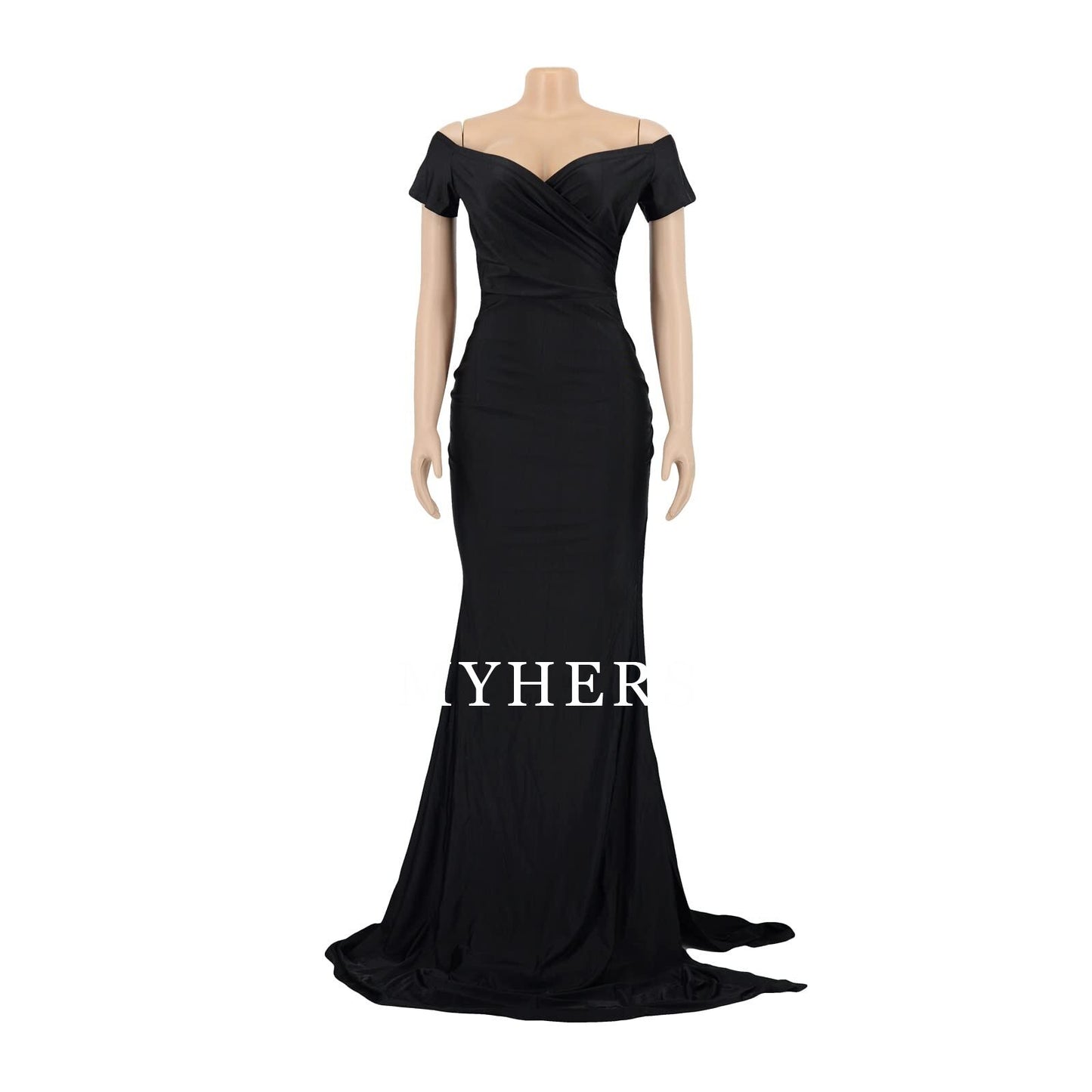 Formal Wear Dresses V Neck Sexy Party Maxi Dress Short Sleeve Off Shoulder Wrap Side Split Bodycon Evening Cocktail Dresses Prom Dress