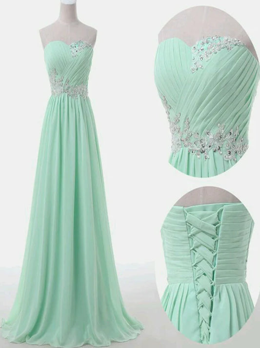 A Line Strapless Floor Length Long Prom Dress Formal / Bridesmaid Dress With Sequins