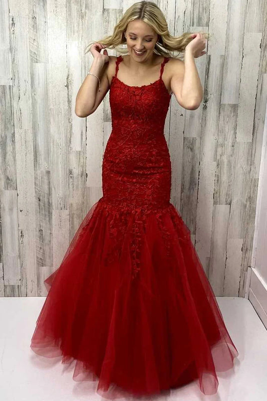 Trumpet  Appliques Long Formal Dress
