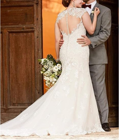 New Pattern Wedding Dress Floral Beaded Mermaid Lace Applique Gorgeous Bridal Gowns Formal Women's Dresses