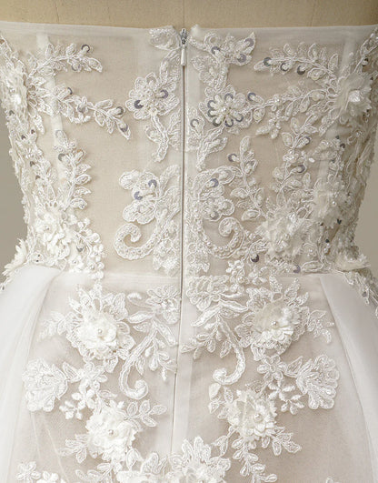 A Line Wedding Dress with Appliques