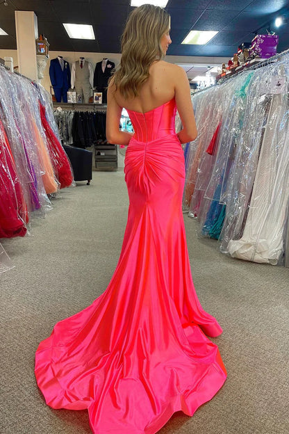 Strapless Keyhole Mermaid Long Dress with Slit