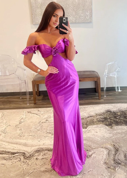 Formal Women's Dresses Wedding Guest Dresses Flutter Sleeve Cutout Mermaid Fitted Gown Lace up Backless Exquisite Charming Evening Dress