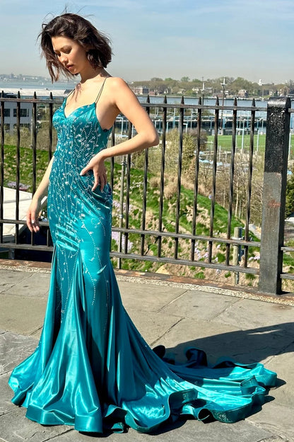 Lace V-Neck Trumpet Long Gown