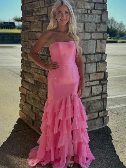 Formal Wear Dresses Wedding Guest Dresses Mermaid Cultivate oneself Strapless layering Prom Dresses Side Fork Exquisite Evening Dress