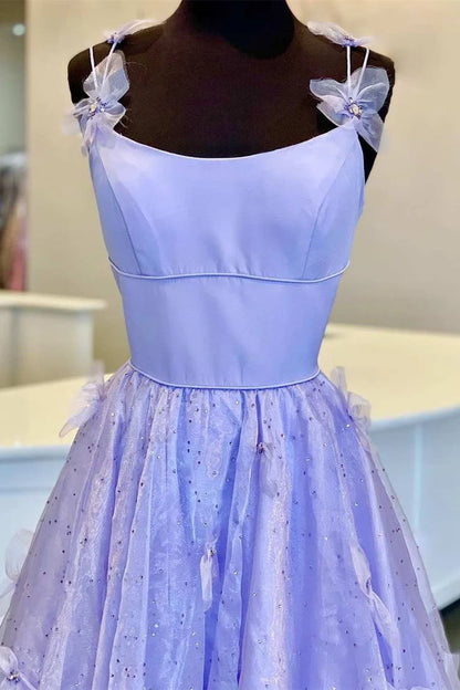 3D Floral Lace Scoop Neck A-Line Prom Dress