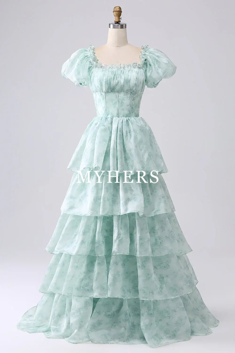 Formal Wear Dresses A-Line Off Shoulder Tiered Corset Puff Sleeves Romantic High Quality Prom Dresses