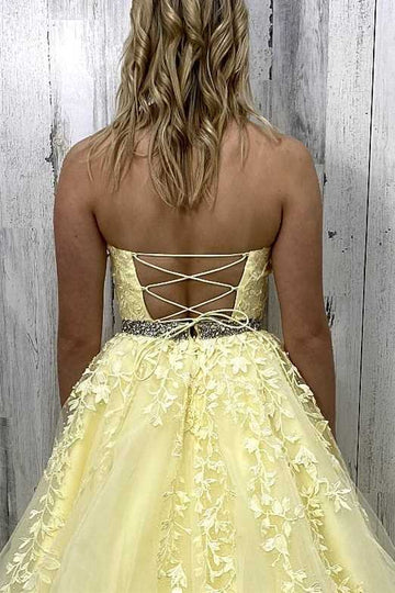 Lace Appliques Jewel Neck Long Formal Dress