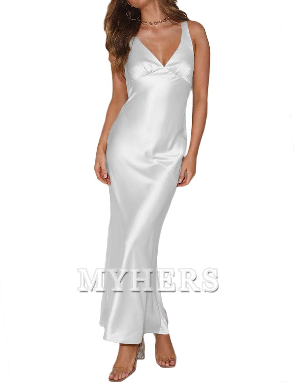 Elegant V Neck Backless Sleeveless Maxi Dress Low Back Bridesmaid Dresses Wedding Guests Dresses