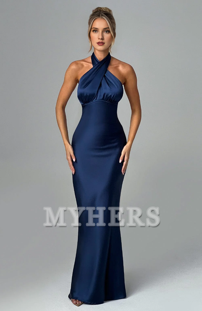 Elegant Mermaid Halter Sleeveless Backless Sheath Dresses High Quality Bridesmaid Dresses Wedding Guests Dresses