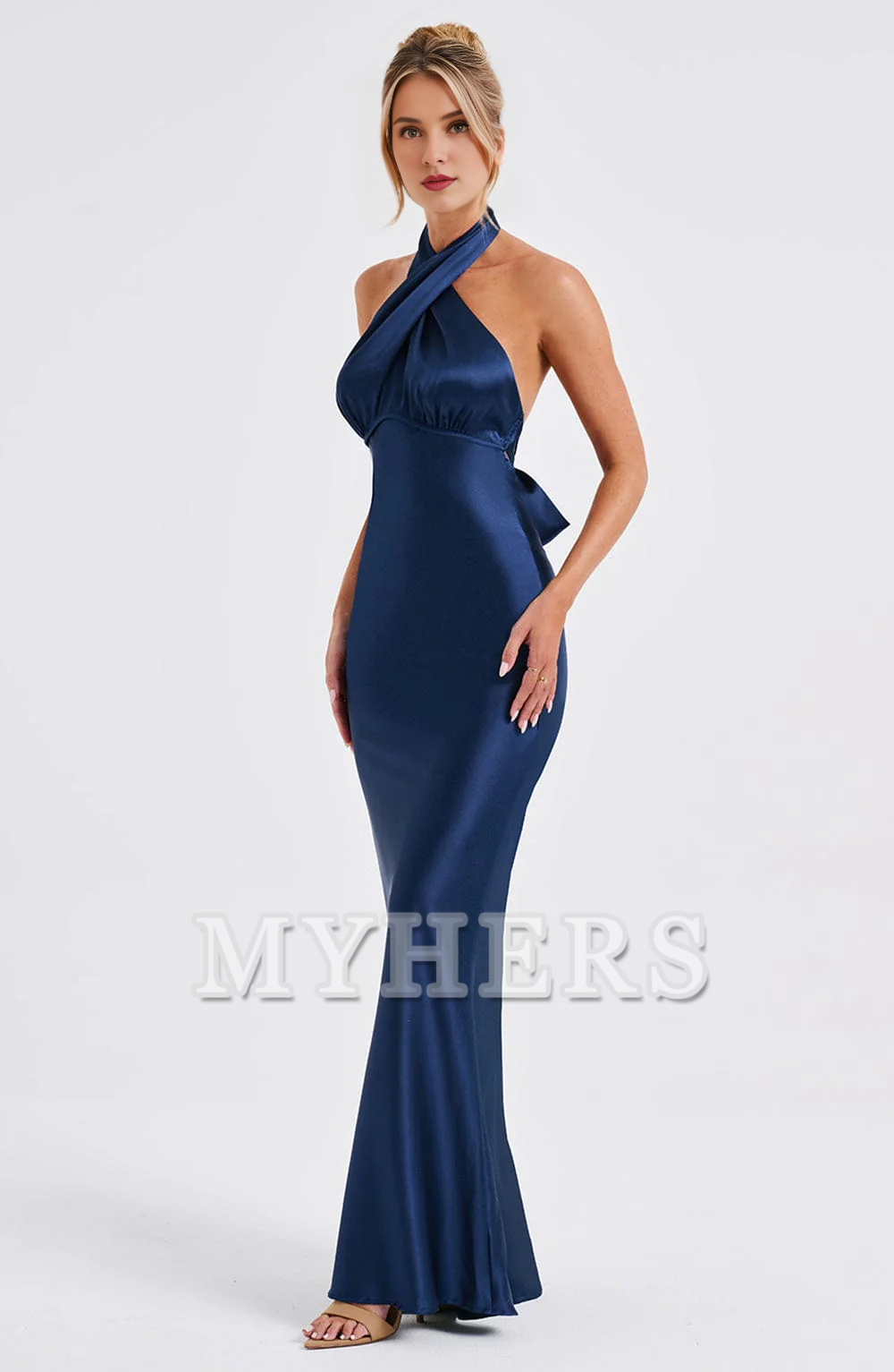 Elegant Mermaid Halter Sleeveless Backless Sheath Dresses High Quality Bridesmaid Dresses Wedding Guests Dresses