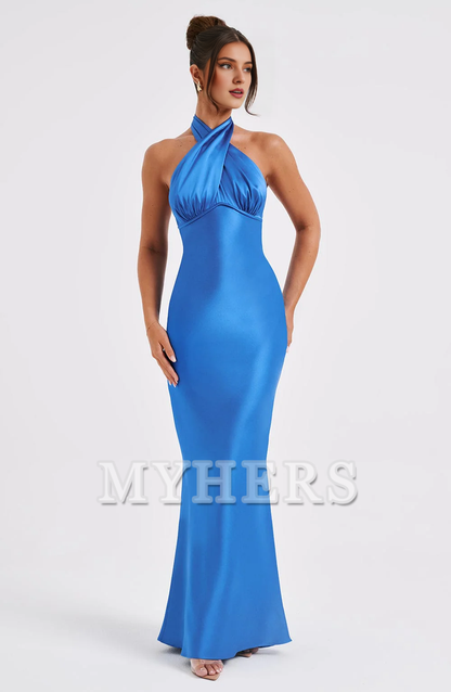Elegant Mermaid Halter Sleeveless Backless Sheath Dresses High Quality Bridesmaid Dresses Wedding Guests Dresses