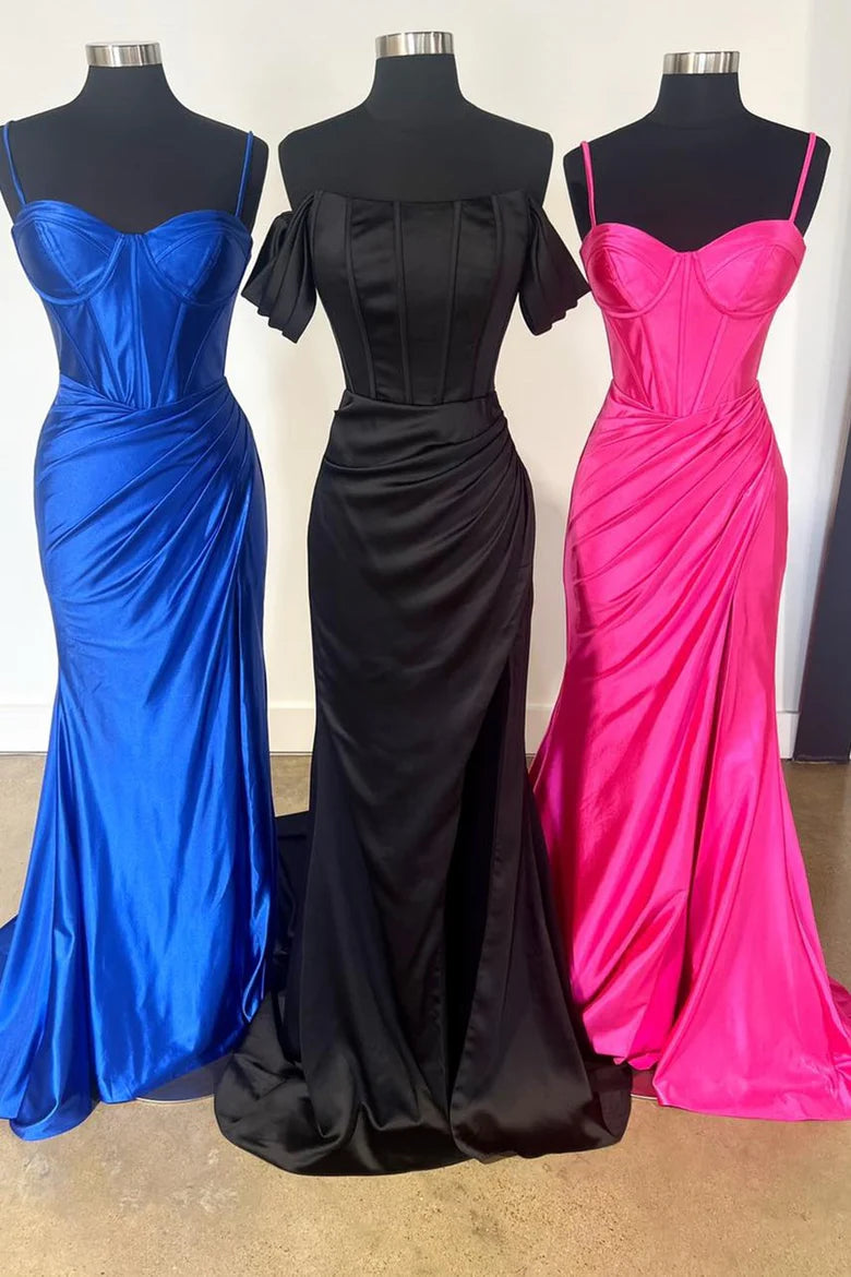 Corset Spaghetti Strap Mermaid Long Formal Dress with Slit
