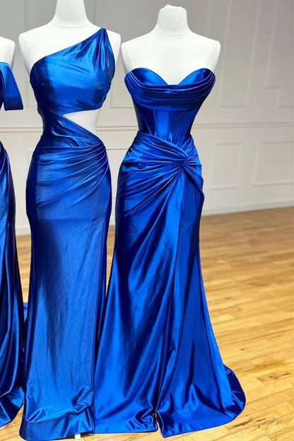Strapless Twist-Front Mermaid Long Dress with Slit