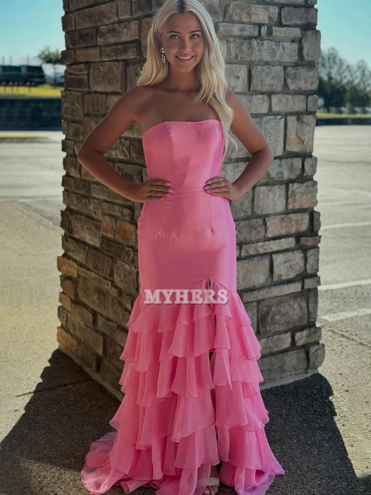 Formal Wear Dresses Wedding Guest Dresses Mermaid Cultivate oneself Strapless layering Prom Dresses Side Fork Exquisite Evening Dress