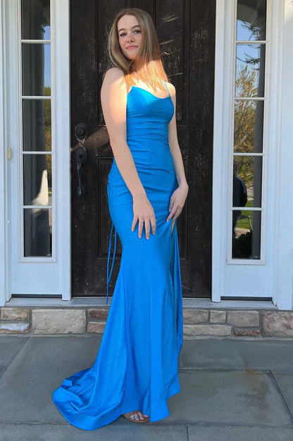 Straps Lace-Up Mermaid Long Prom Gown