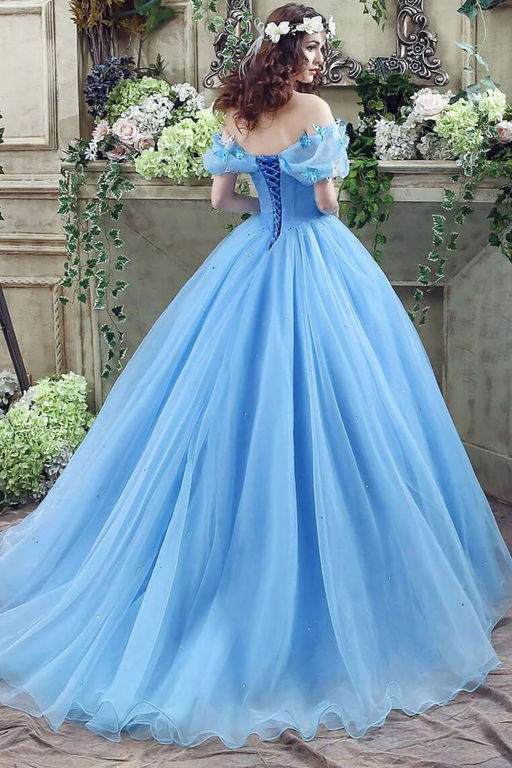 Princess Off-the-shoulder Butterfly Tulle Ball Gown