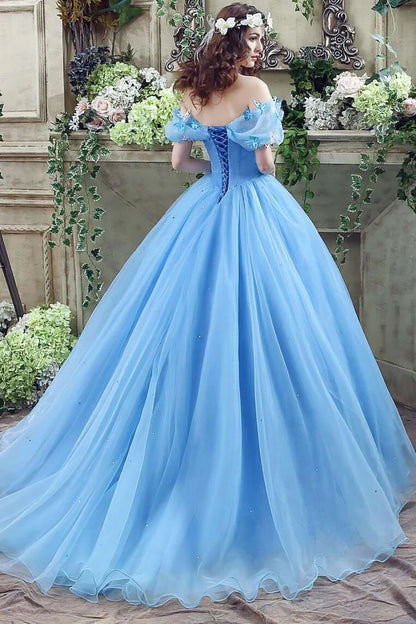 Princess Off-the-shoulder Butterfly Tulle Ball Gown