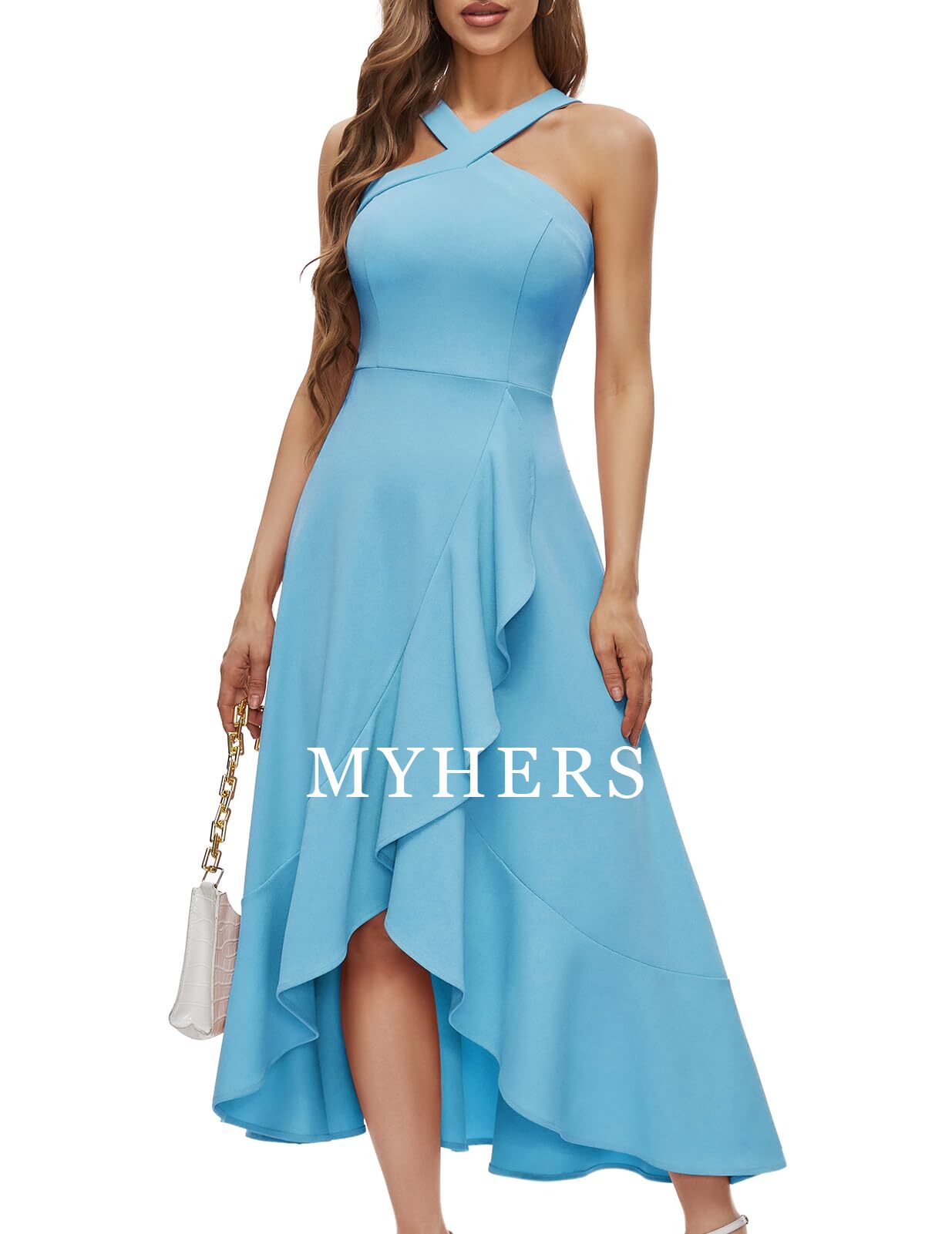 Formal Wear Dresses Prom Dress Halter Cocktail Dresses Wedding Bridesmaid Dress Ruffled Evening Party Dress Wedding Guest Dresses