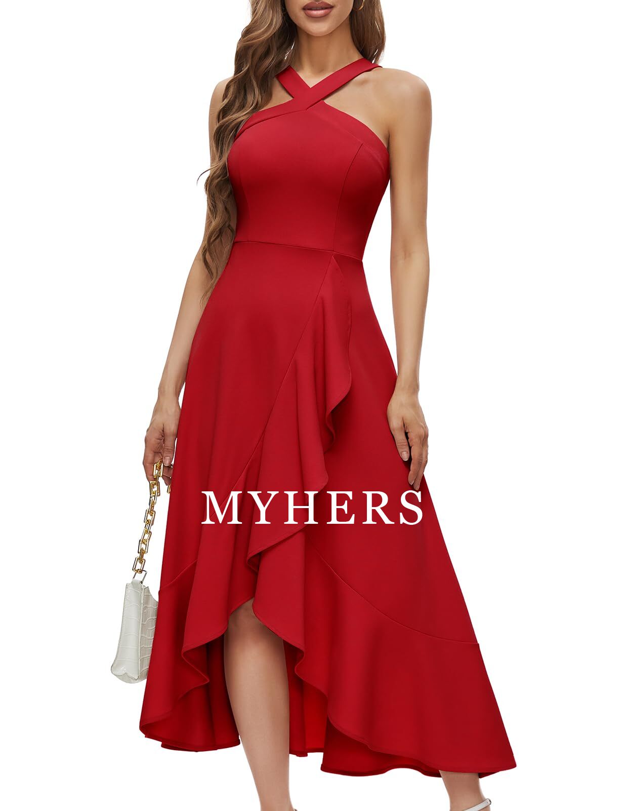 Formal Wear Dresses Prom Dress Halter Cocktail Dresses Wedding Bridesmaid Dress Ruffled Evening Party Dress Wedding Guest Dresses