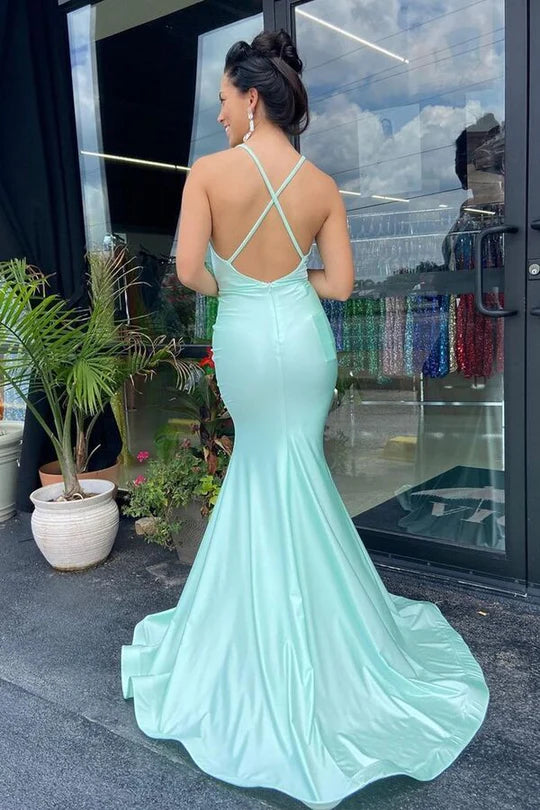 Trumpet  Slit Long Formal Dress