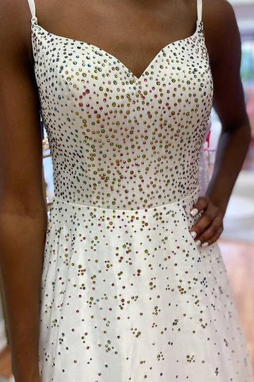 Beaded Queen Anne Cutout Back A-Line Prom Gown