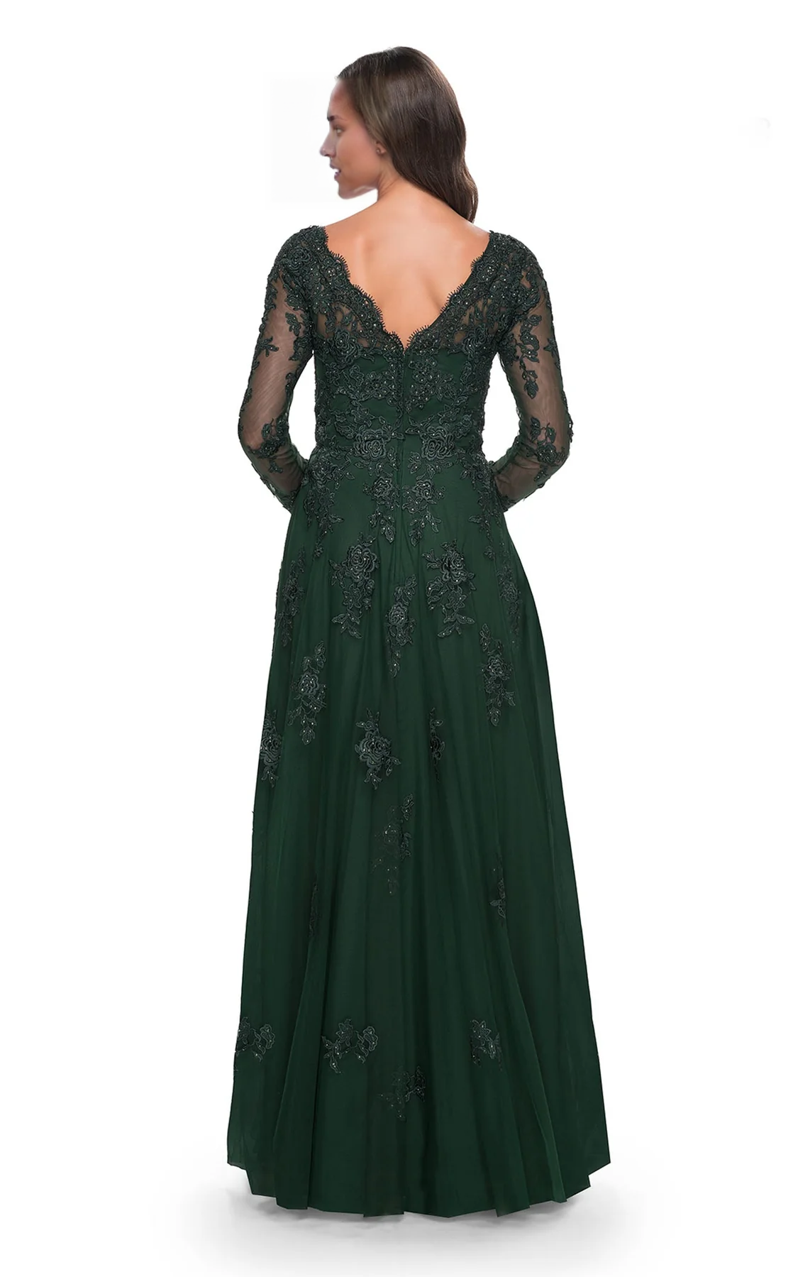 Wedding Guest Formal  Dresses Atmosphere Mother of the Bride Dress Elegant V Neck Lace Long sleeves Dresses