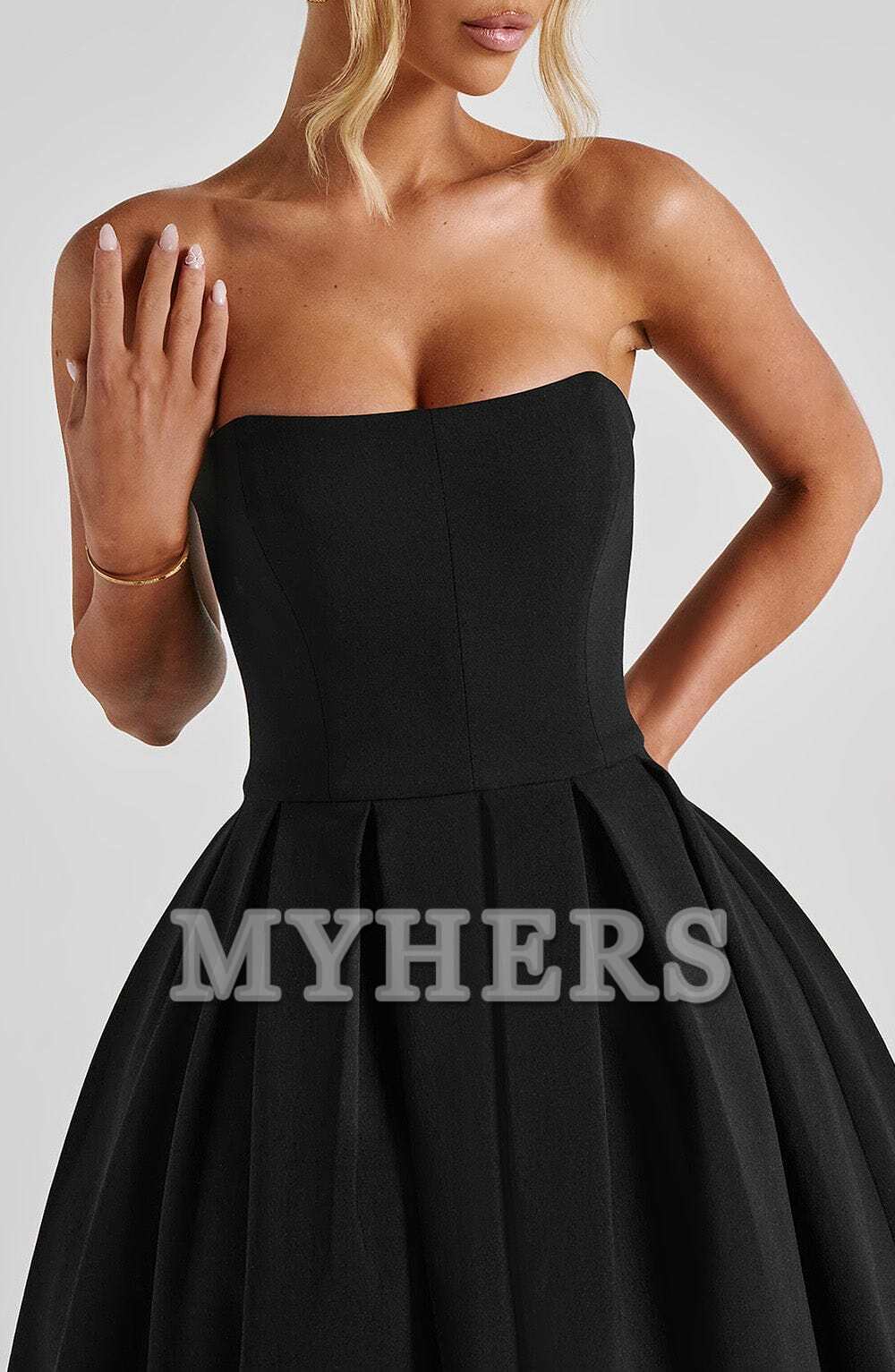 A Line Strapless Backless Elegant Exquisite Dresses Bridesmaid Dresses Wedding Guests Dresses