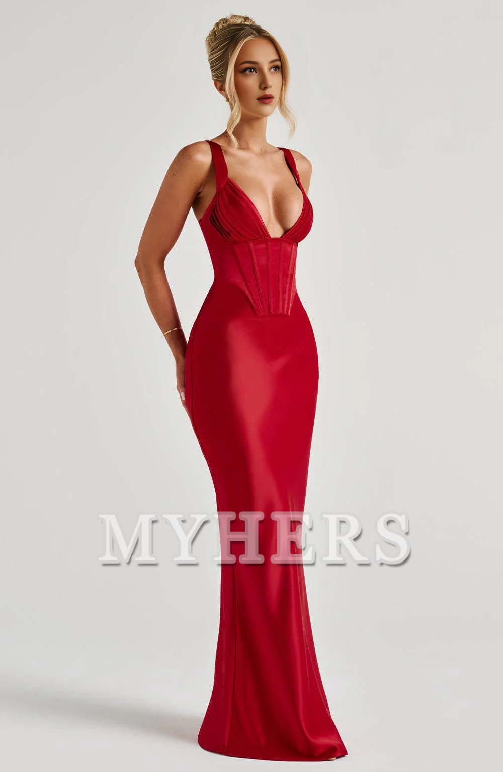 Elegant Mermaid Pleated Cups Adjustable Shoulder Straps Dresses Bridesmaid Dresses Wedding Guests Dresses