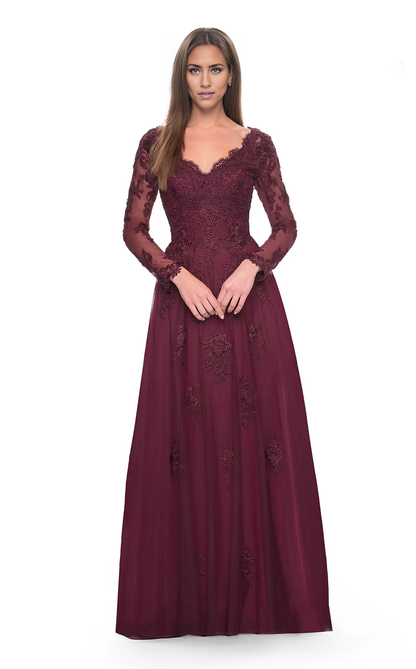 Wedding Guest Formal  Dresses Atmosphere Mother of the Bride Dress Elegant V Neck Lace Long sleeves Dresses