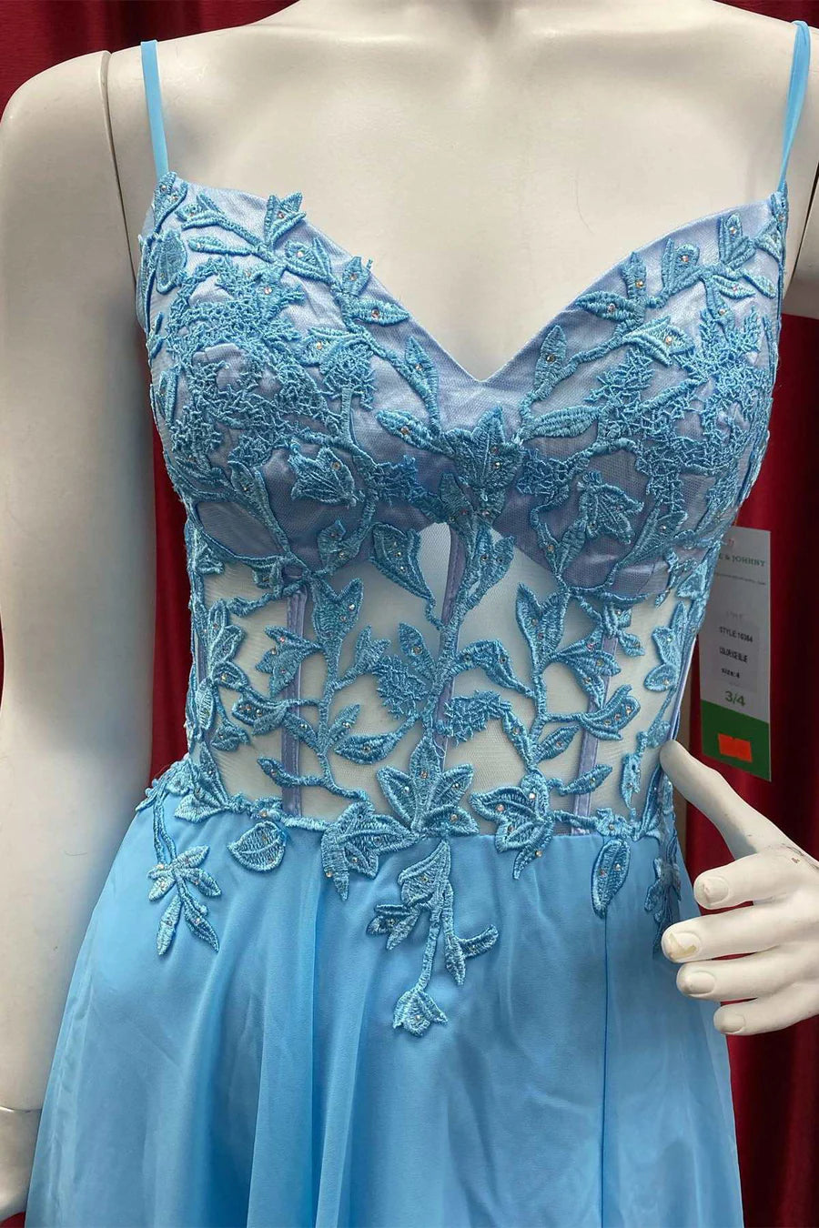 Floral Lace Cutout Back A-Line Prom Dress