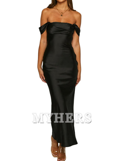 Elegant Off The Shoulder Ruched Backless Maxi Dress Strapless Tube Sleeveless Fitted Bridesmaid Dresses Wedding Guests Dresses