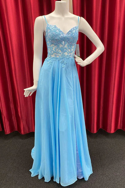 Floral Lace Cutout Back A-Line Prom Dress