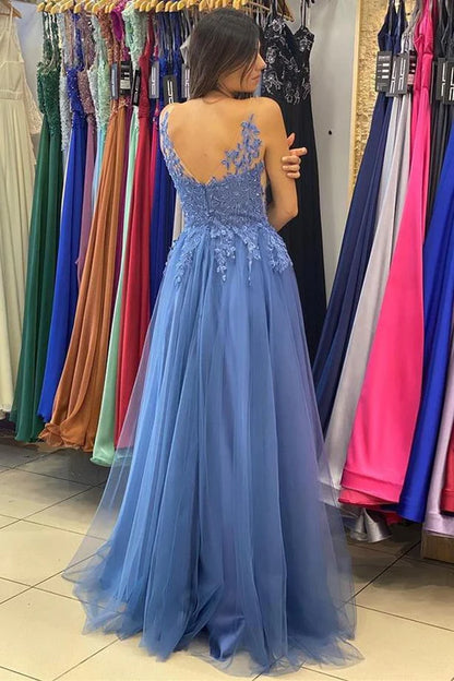 Tulle Lace Appliqués A-Line Prom Gown