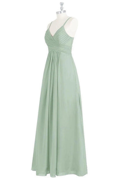 Spaghetti Straps Backless Long Bridesmaid Dress