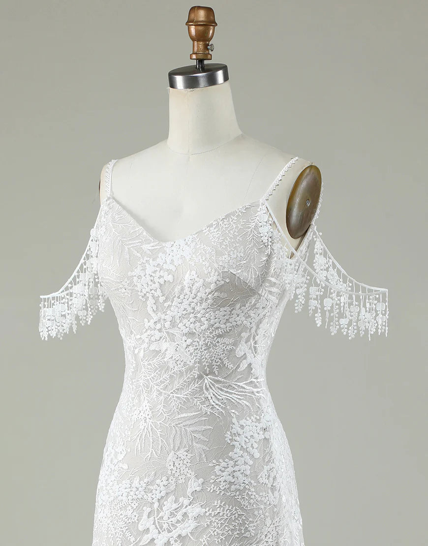 Cold Shoulder Backless Wedding Dress